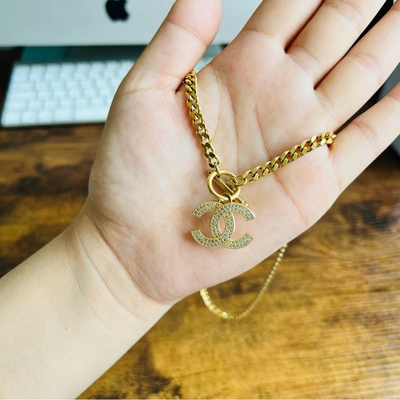 Reserved 18K Plated Gold Chanel Women jewelry Chain Necklace Bracelet Earrings - Picture 7 of 16